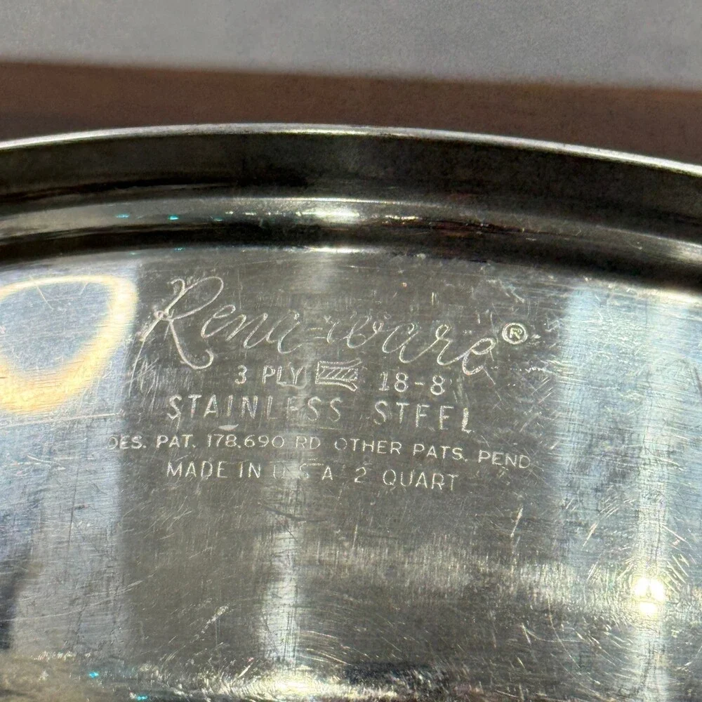 Rena Ware 3 Ply 18-8 Stainless Steel 2 Quart Saucepan Pot Made in USA Vintage
